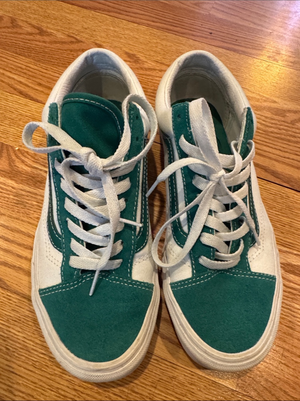 Green and White Low-Top Vans Size 9